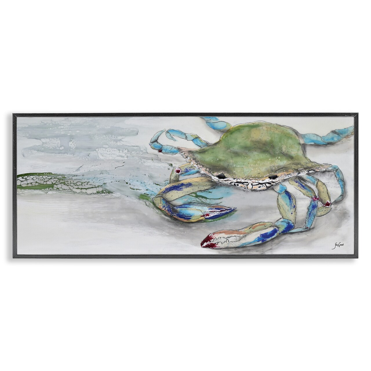 Stupell Industries Vivid Crab on Beach Shoreline Framed Giclee Art